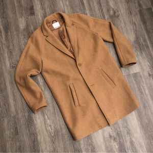 Bershka Men’s Overcoat Coat - Tan/Camel - Sz L